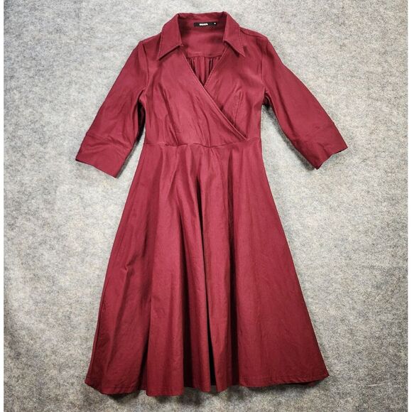 Miusol Dress Women Medium Retro Fit & Flare Blood Red Vampire Glam Classic Ruche - Picture 15 of 16